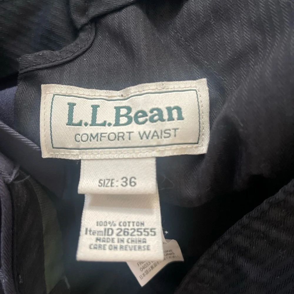 L.L Bean Comfort Waist Chino Dress Pant Flat Front 262555 Mens 36 Navy